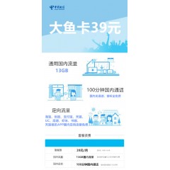 中國電信  大魚卡39元套餐【下訂單，中國郵政快遞包郵到家?！? width=