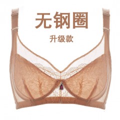 無鋼圈超薄款文胸聚攏大碼胸罩蕾絲內衣女士套裝性感大胸顯小夏季